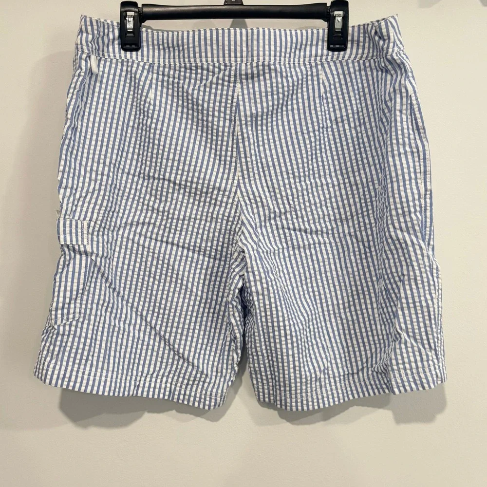 J Crew Swimwear Mens Striped Board Shorts 35 Seersucker Preppy Nautical 21252